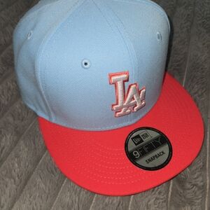 New Era Light Blue and Red LA Snapback